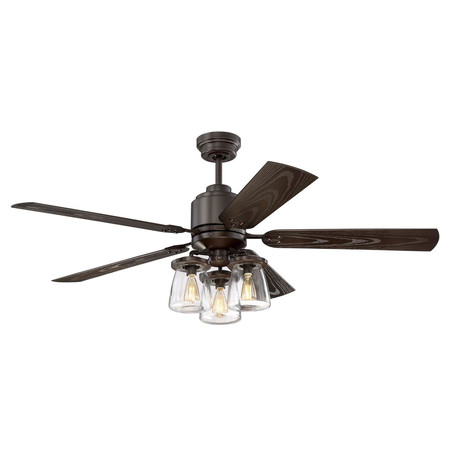 LITEX INDUSTRIES 52” Bronze Finish Ceiling Fan Includes Blades and LED Light Kit COS52OSB5LR